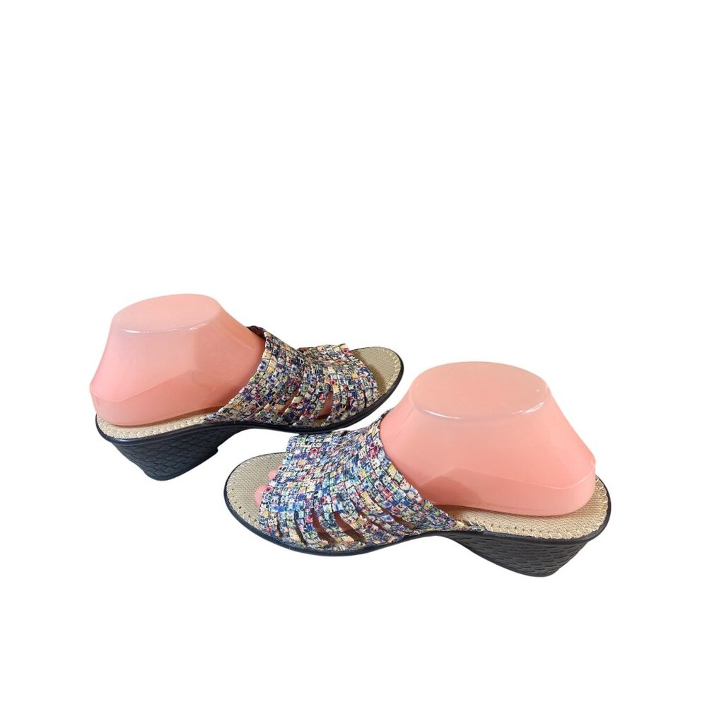 Bernie Mev Multi-Color Woven Elastic Wedge Sandal Shoes Women's EU 39 W's 8 - Picture 10 of 15